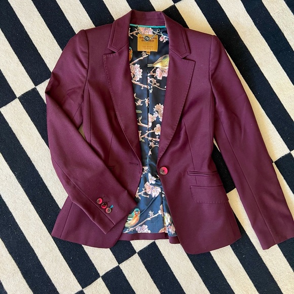 Ted Baker London Wool Pira Blazer Plum Size 0 - Picture 2 of 4